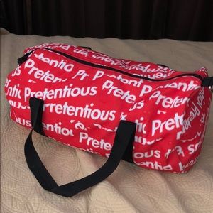 Supreme inspired “Pretentious” duffle bag